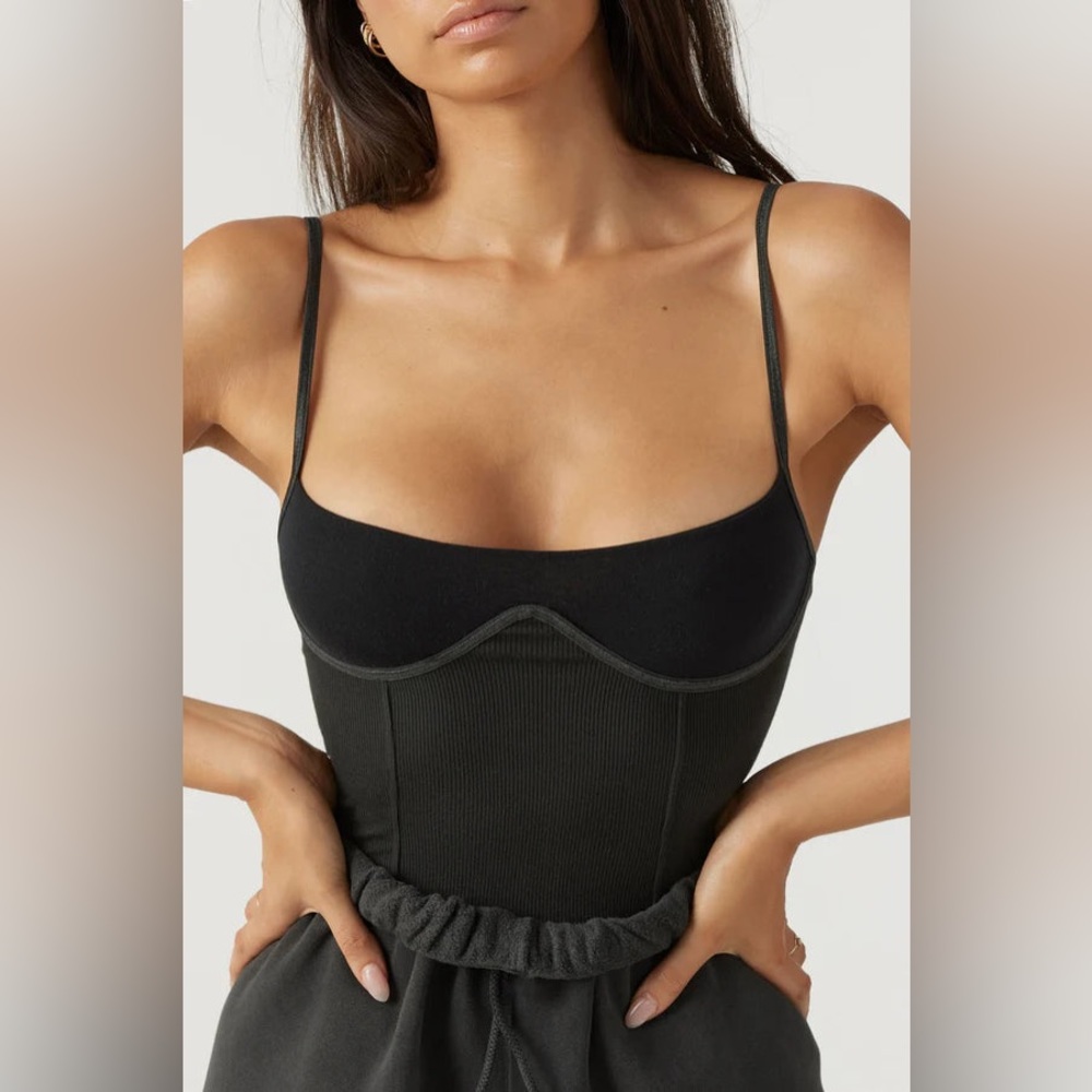 Joah Brown Corset Tank Vintage Black